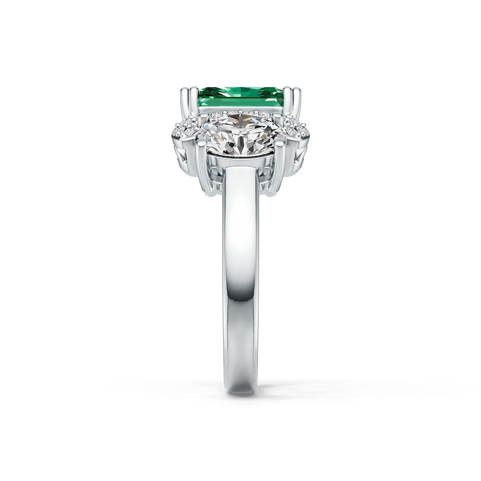 Sterling Silver Semi Mount Ring Setting Emerald OCT 10X8mm OV 8X6mm DHJ