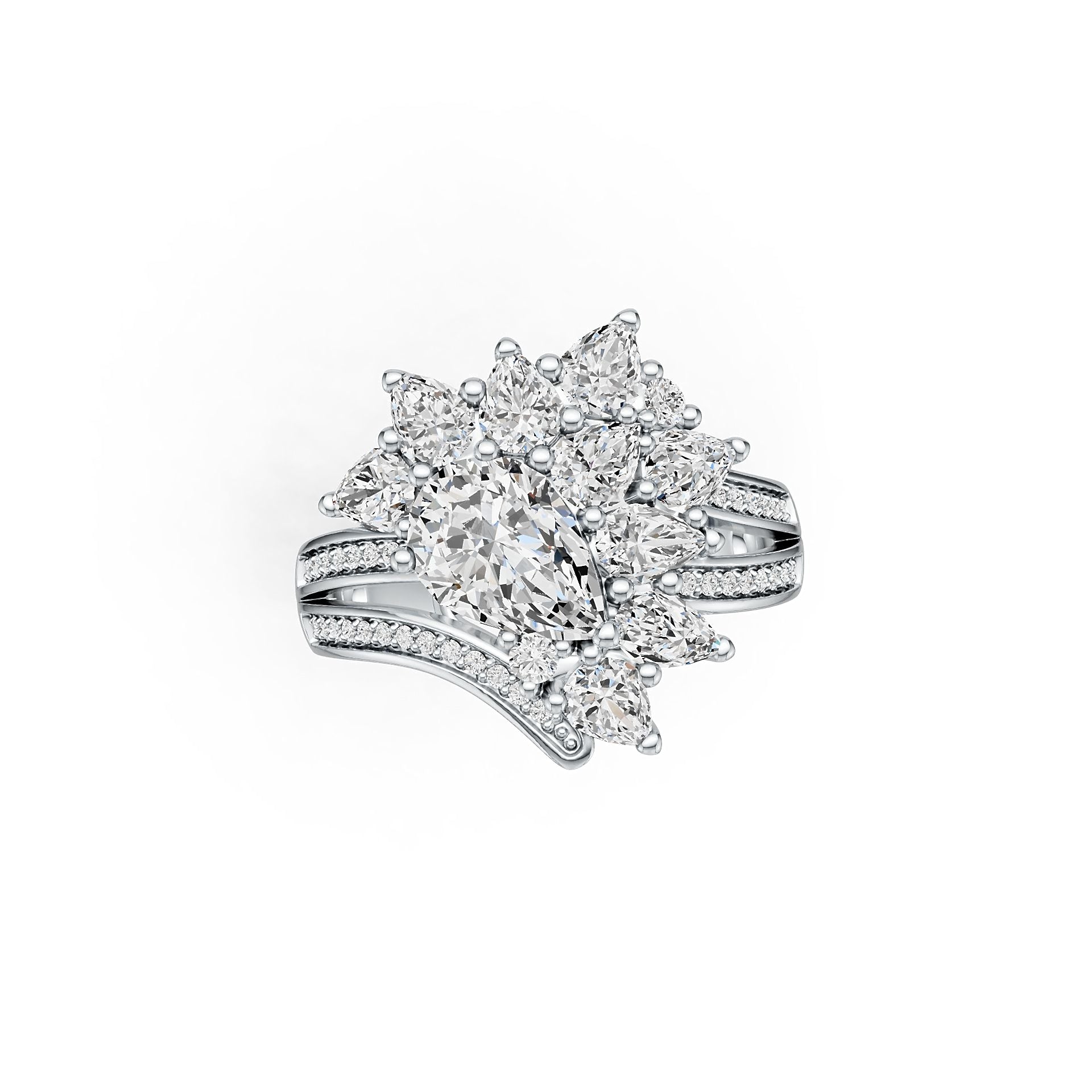 14K Gold Semi Mount Ring Setting Pear PE 9x6mm Diamond Accent DHJ