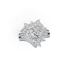 14K Gold Semi Mount Ring Setting Pear PE 9x6mm Diamond Accent DHJ