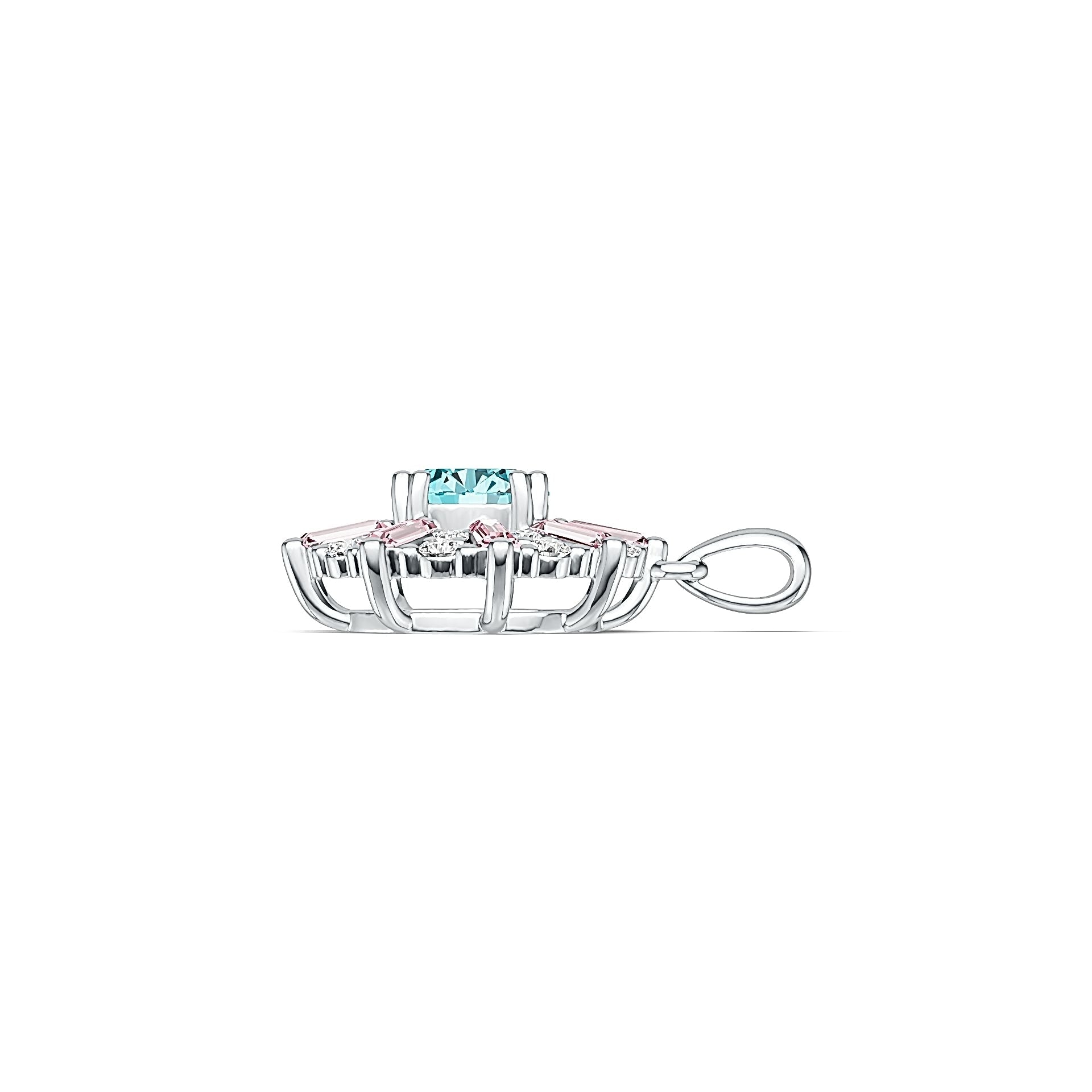 10K Gold Semi Mount Pendant Setting Round RD 7x7mm with White Topaz Moissanite Accent DHJ