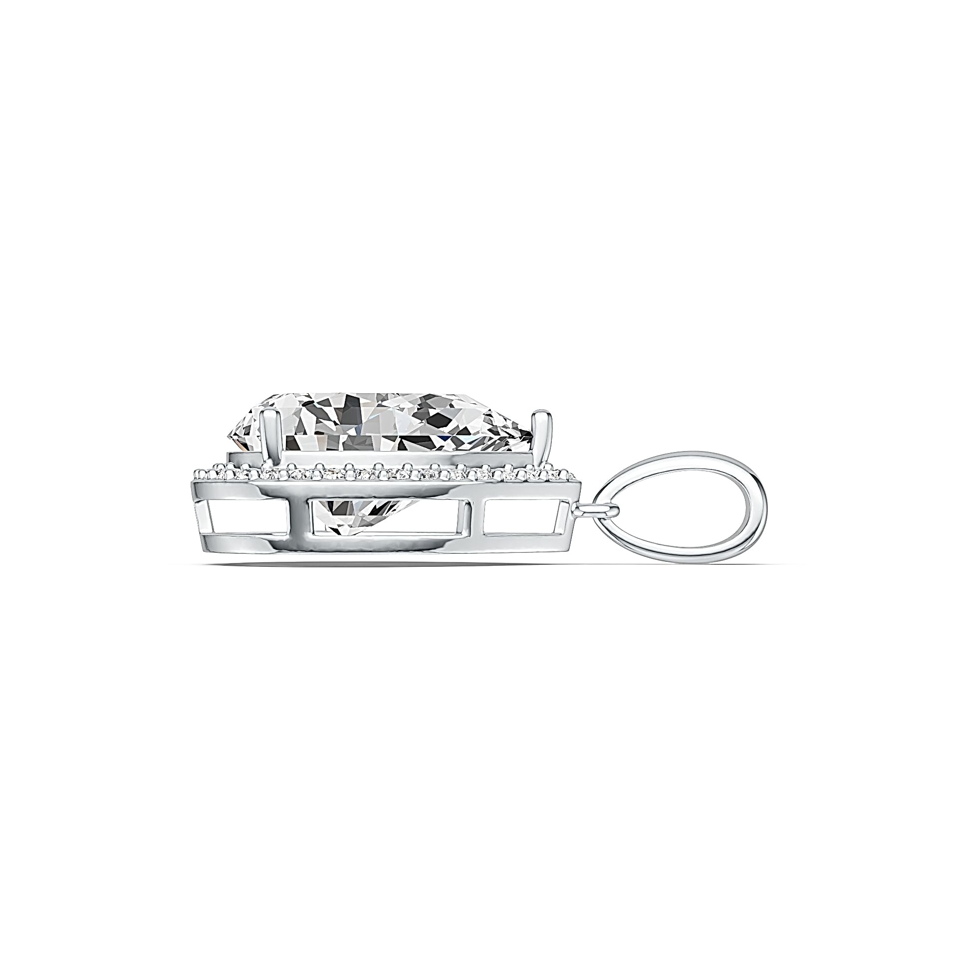 10K Gold Semi Mount Pendant Setting Pear PE 12x8mm W/ White Topaz Syzjewelry