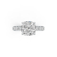 18K Gold Semi Mount Ring Setting Cushion CU 9X9mm Diamond Accent DHJ