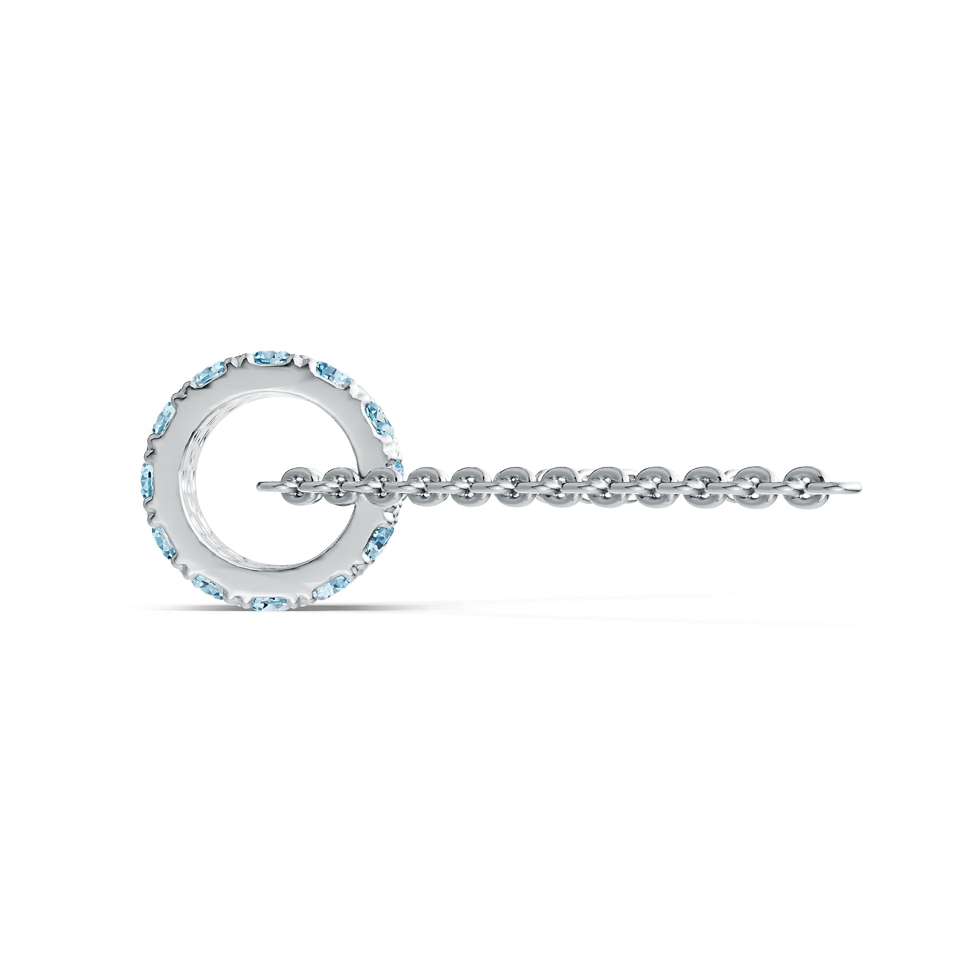 Sterling Silver Circular-Shaped Pendant with White Topaz or Moissanite Syzjewelry