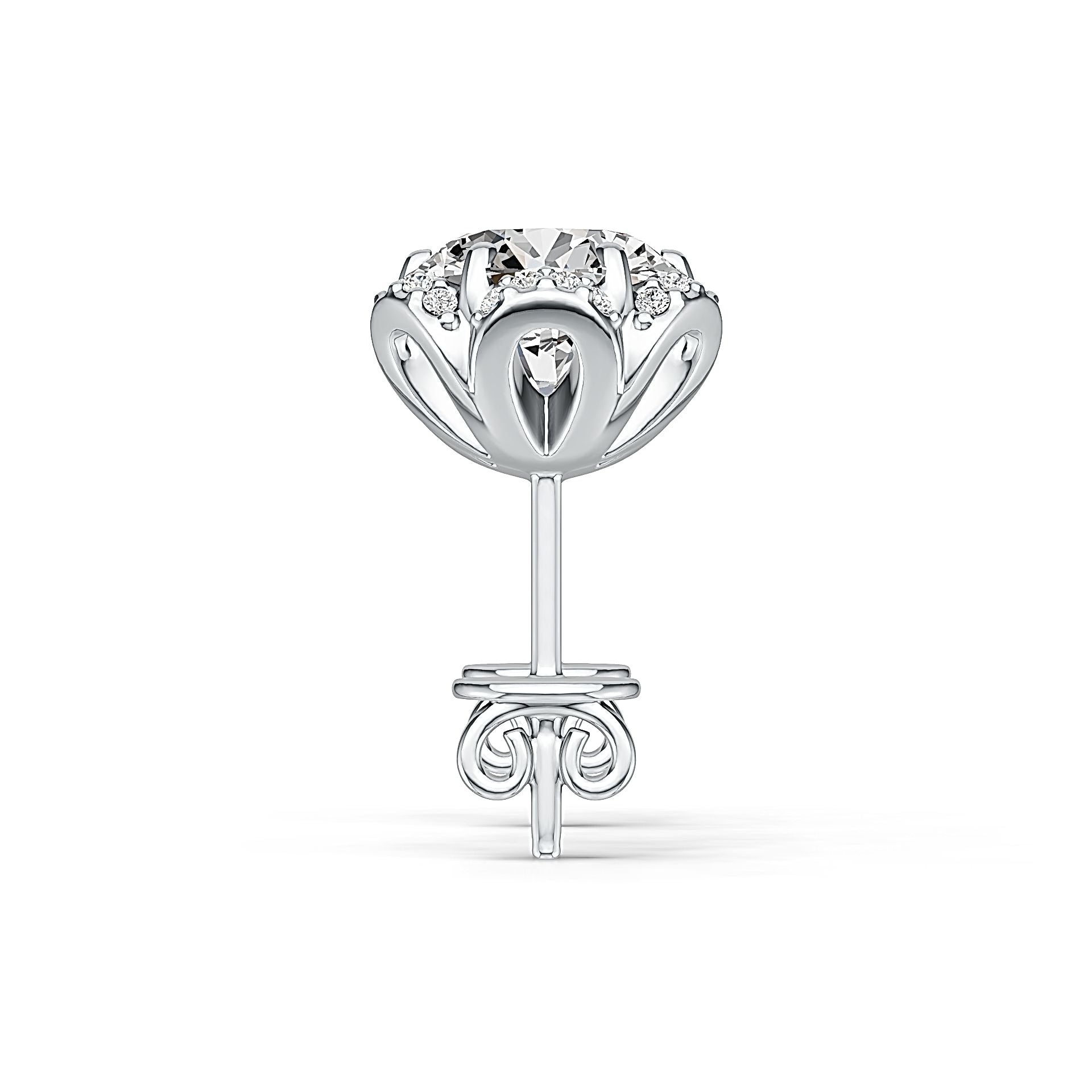 Sterling Silver Semi Mount Earrings Setting Round RD 8x8mm DHJ