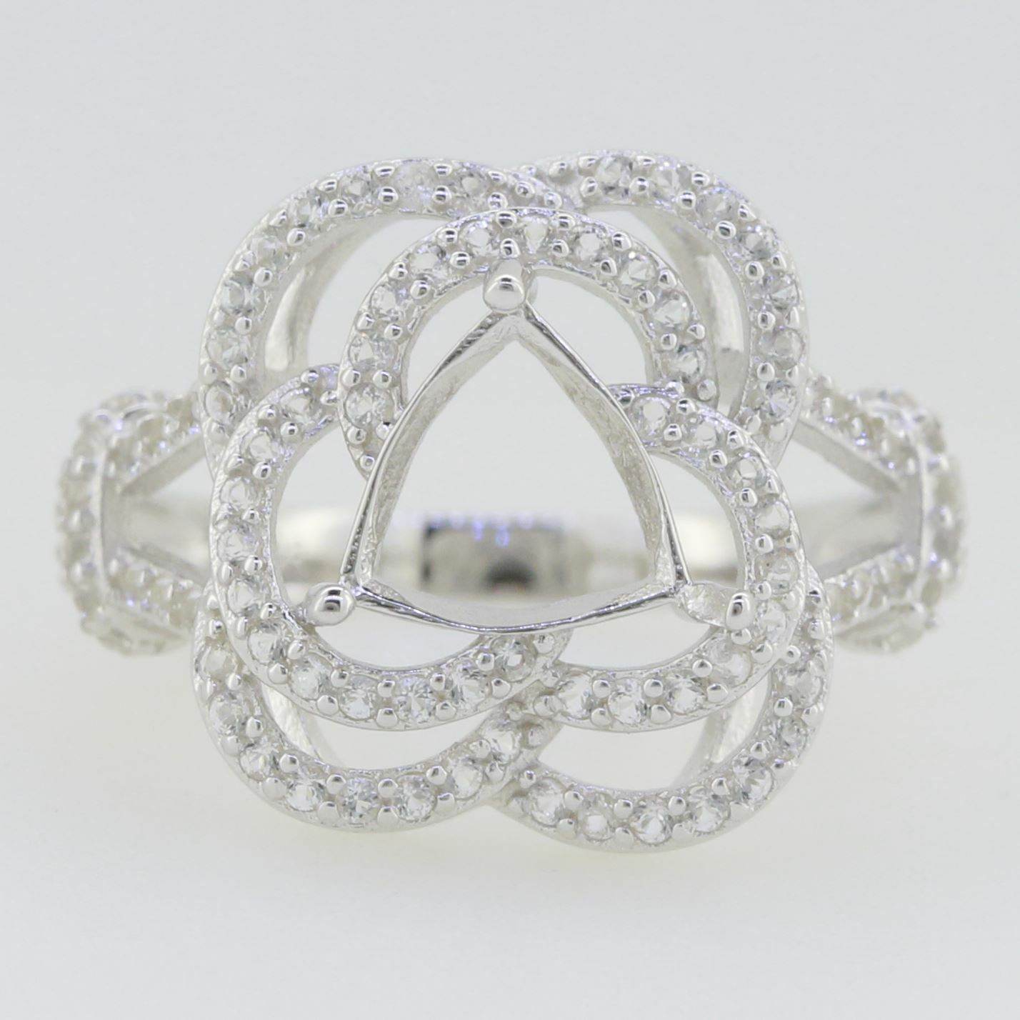 14K Gold Semi Mount Ring Setting Trillion Tri 8X8mm PJC46 Diamond Accent Syzjewelry