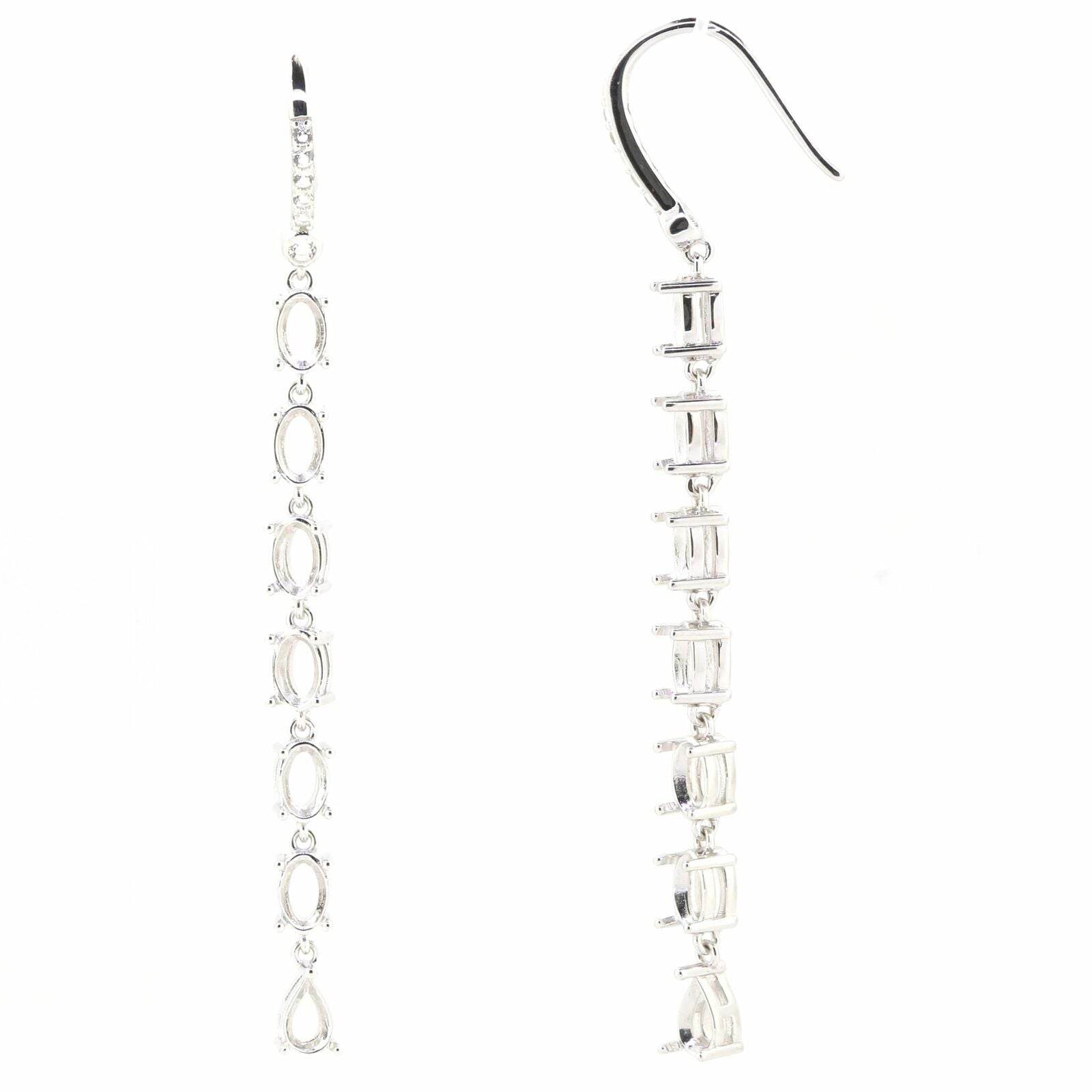 18K Gold Semi Mount Earrings Setting Oval OV 6x4 Pear PE 6X4mm Diamond Accent Syzjewelry