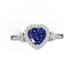 14K Gold Semi Mount Ring Setting Heart HT 7X7mm PE 5X3mm Halo Diamond Accent DHJ