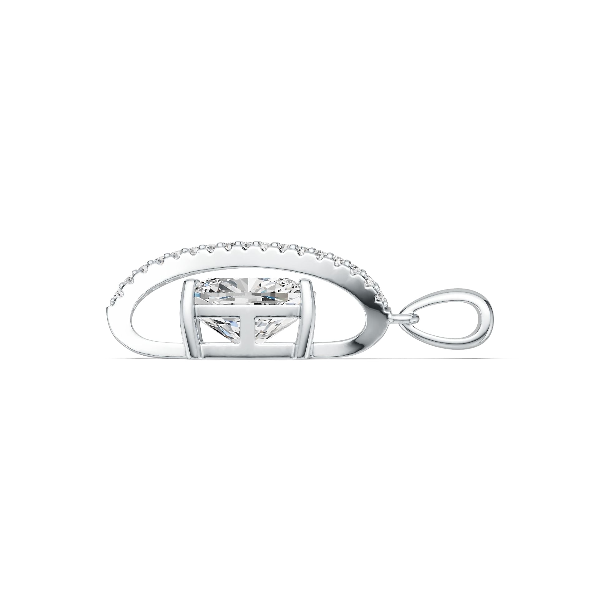 Platinum Semi Mount Pendant Setting Cushion CU 10X8mm Diamond Accent DHJ