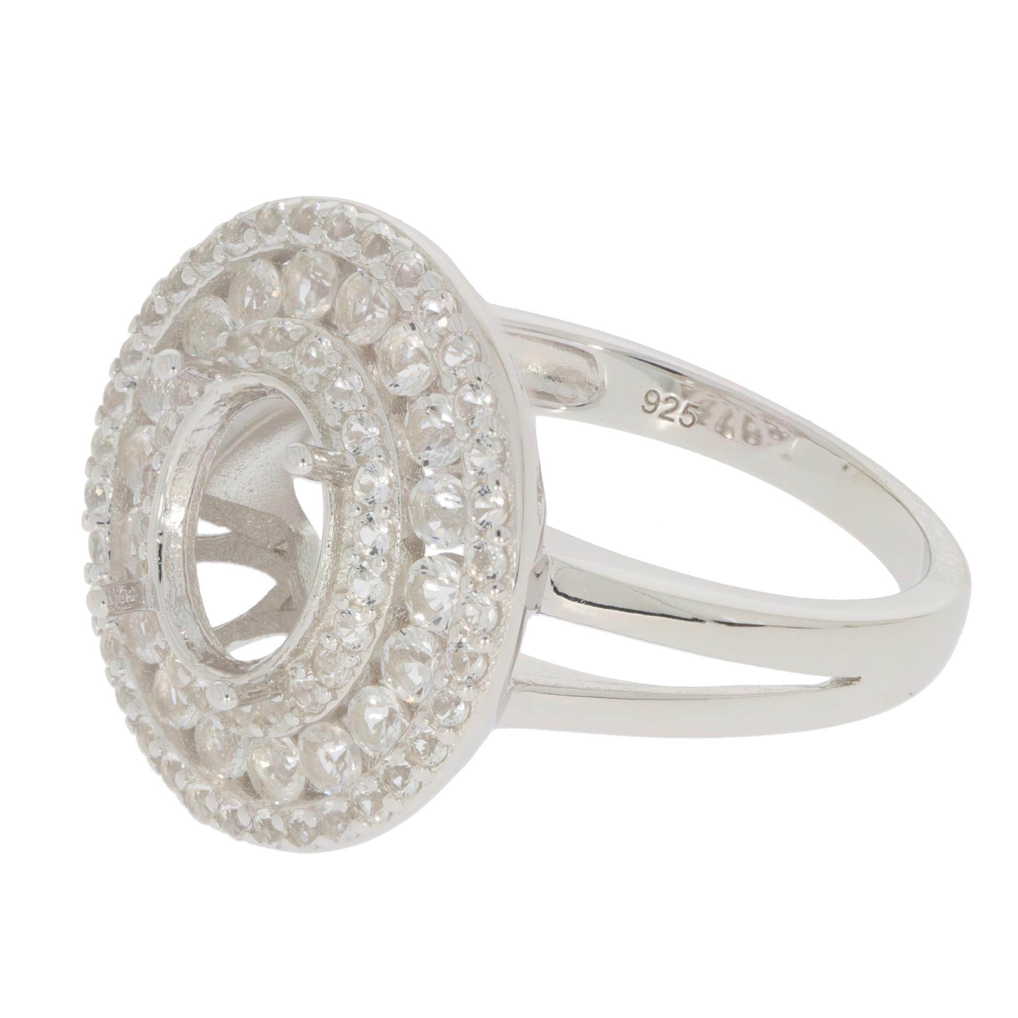 18K Gold Semi Mount Ring Setting Round RD 9X7mm Diamond Accent Syzjewelry