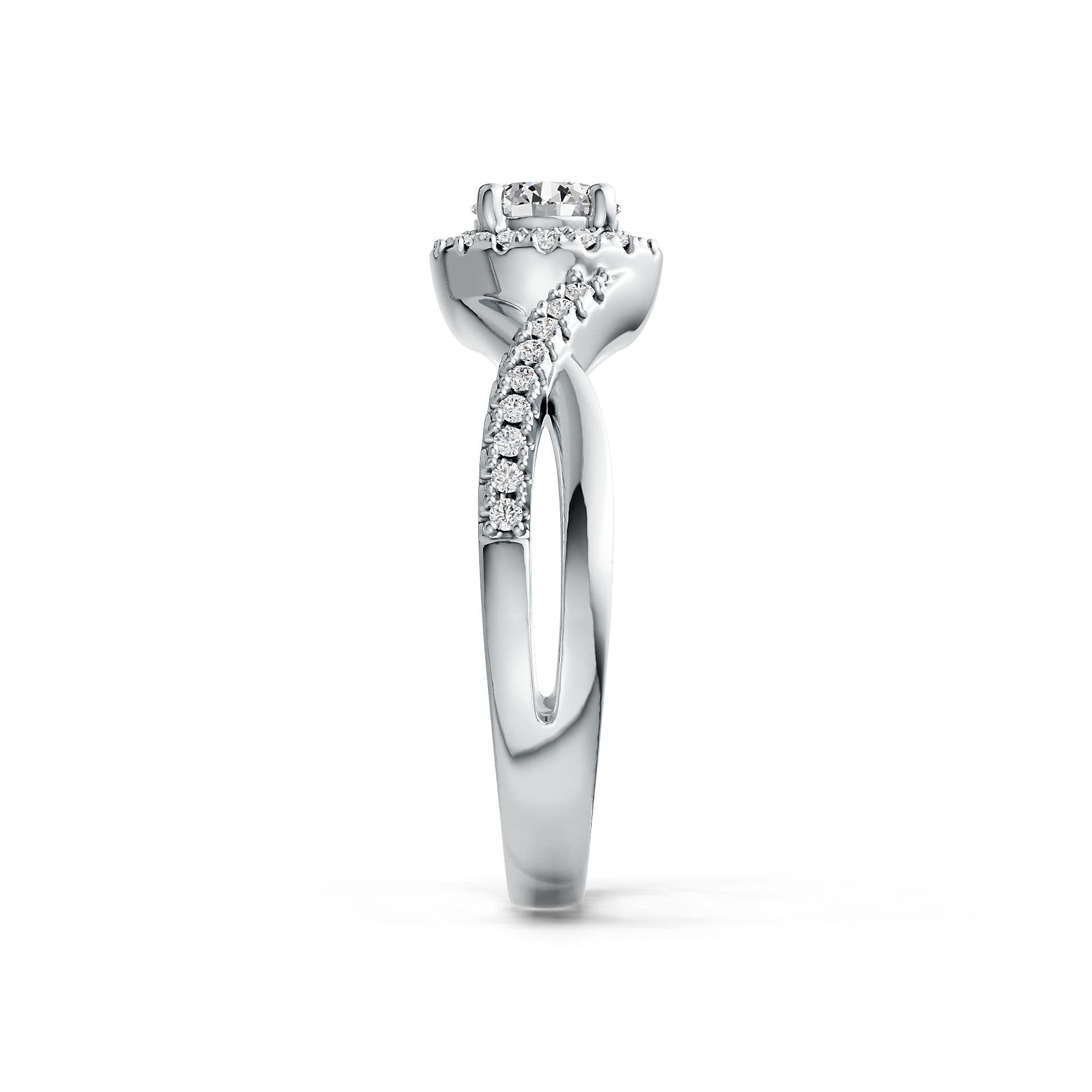 Sterling Silver Semi Mount Ring Setting Round RD 5x5mm with White Topaz Halo Twist Band DHJ