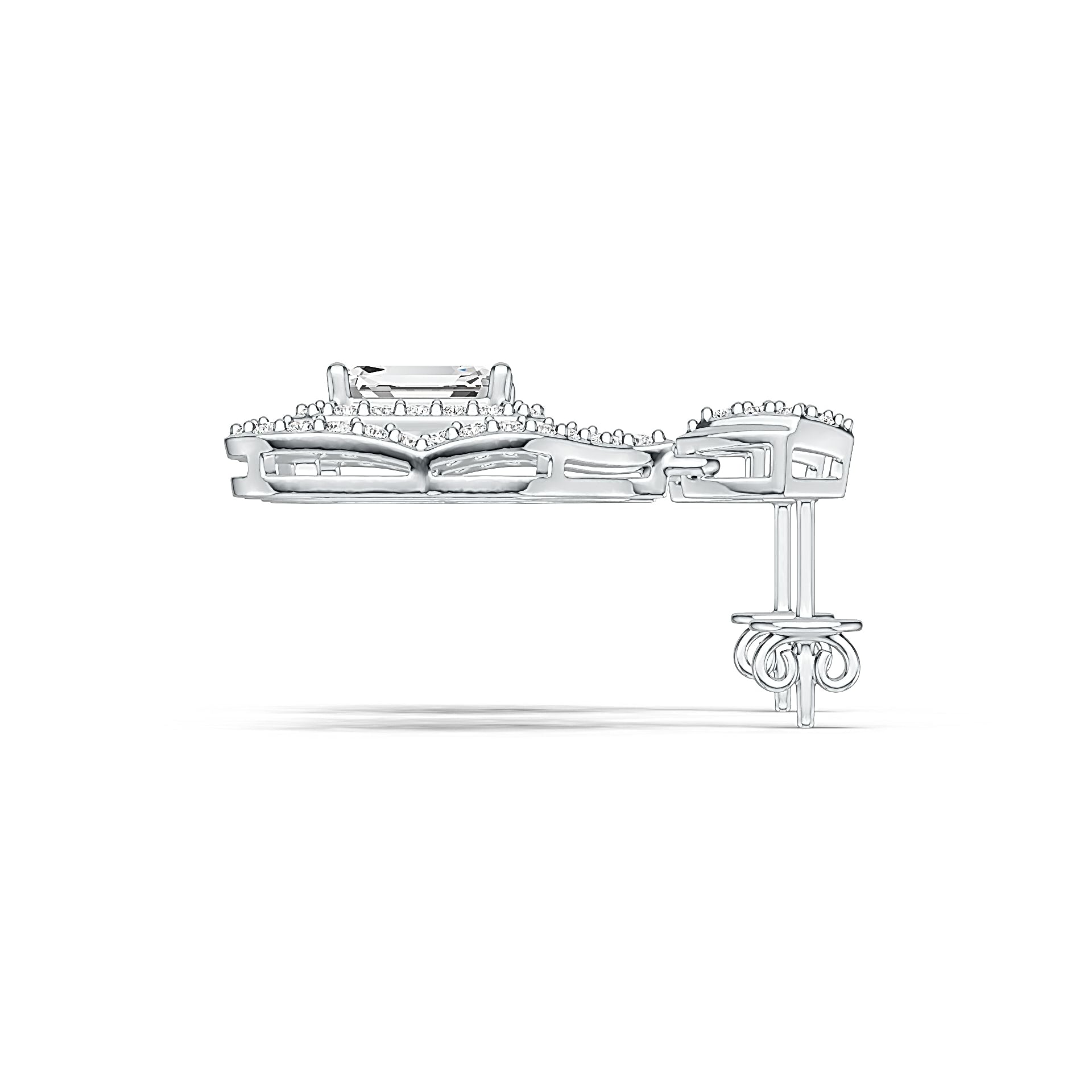 Sterling Silver Semi Mount Earrings Setting Emerald OCT 8x6mm Syzjewelry