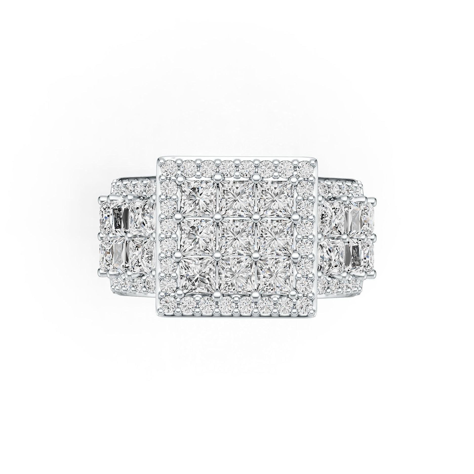 18K Gold Semi Mount Ring Setting Princess SQ 3X3mm Diamond Accent DHJ