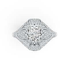 Platinum Semi Mount Ring Setting Round RD 7X7mm with White Topaz Diamond Accent DHJ