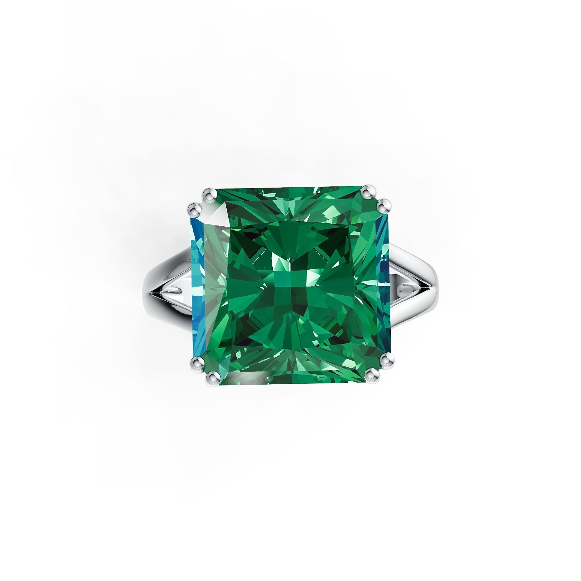 Platinum Semi Mount Ring Setting Emerald OCT 14X14mm Solitaire DHJ