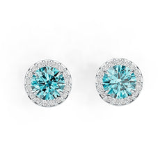 18K Gold Semi Mount Earrings Setting Round RD 6x6m Halo Diamond Accent DHJ