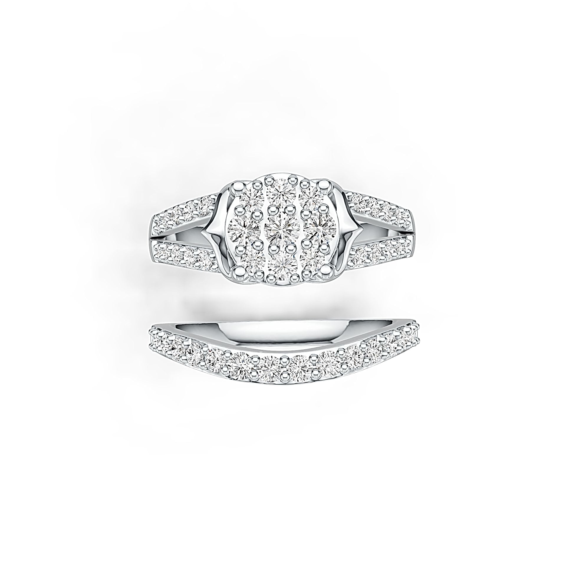 14K Gold Semi Mount Ring Setting Round RD 2.5mm Diamond Accent DHJ