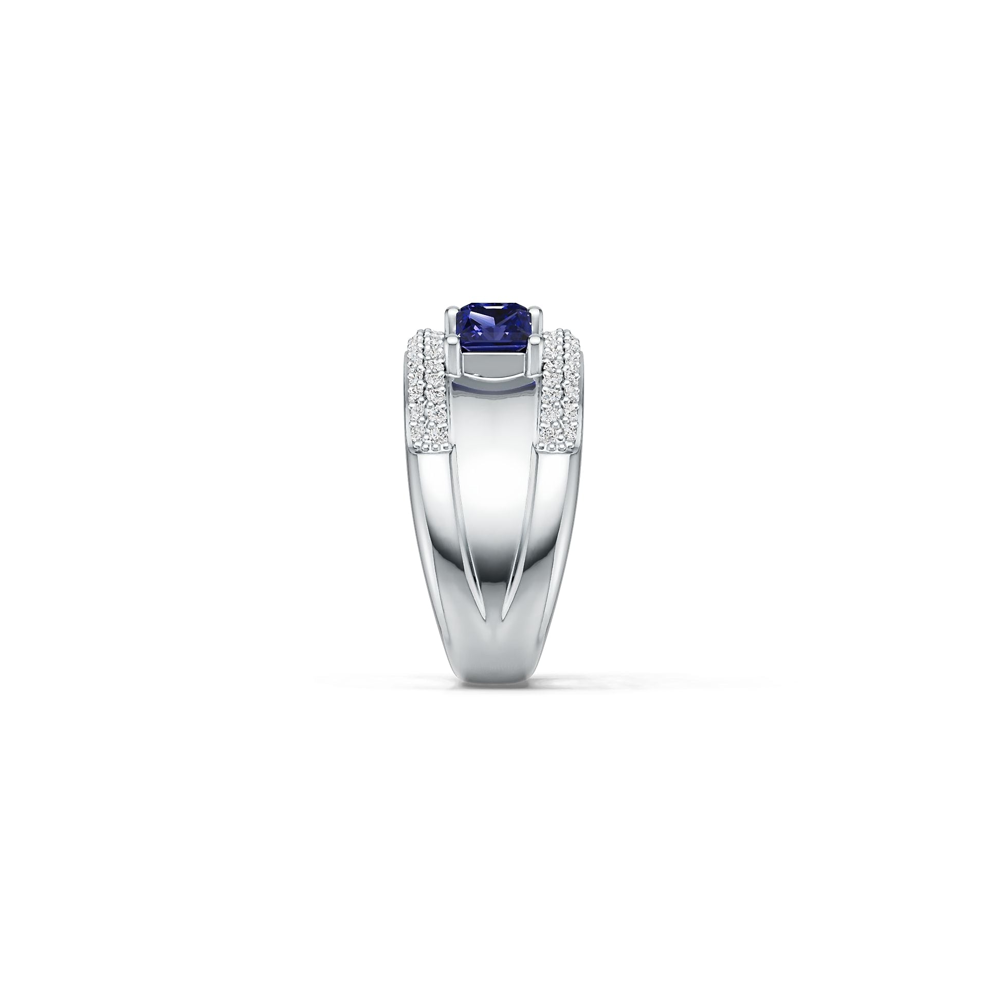 Sterling Silver Semi Mount Ring Setting SQ 4.5x4.5mm Men's Band Ring 3 Stones Syzjewelry
