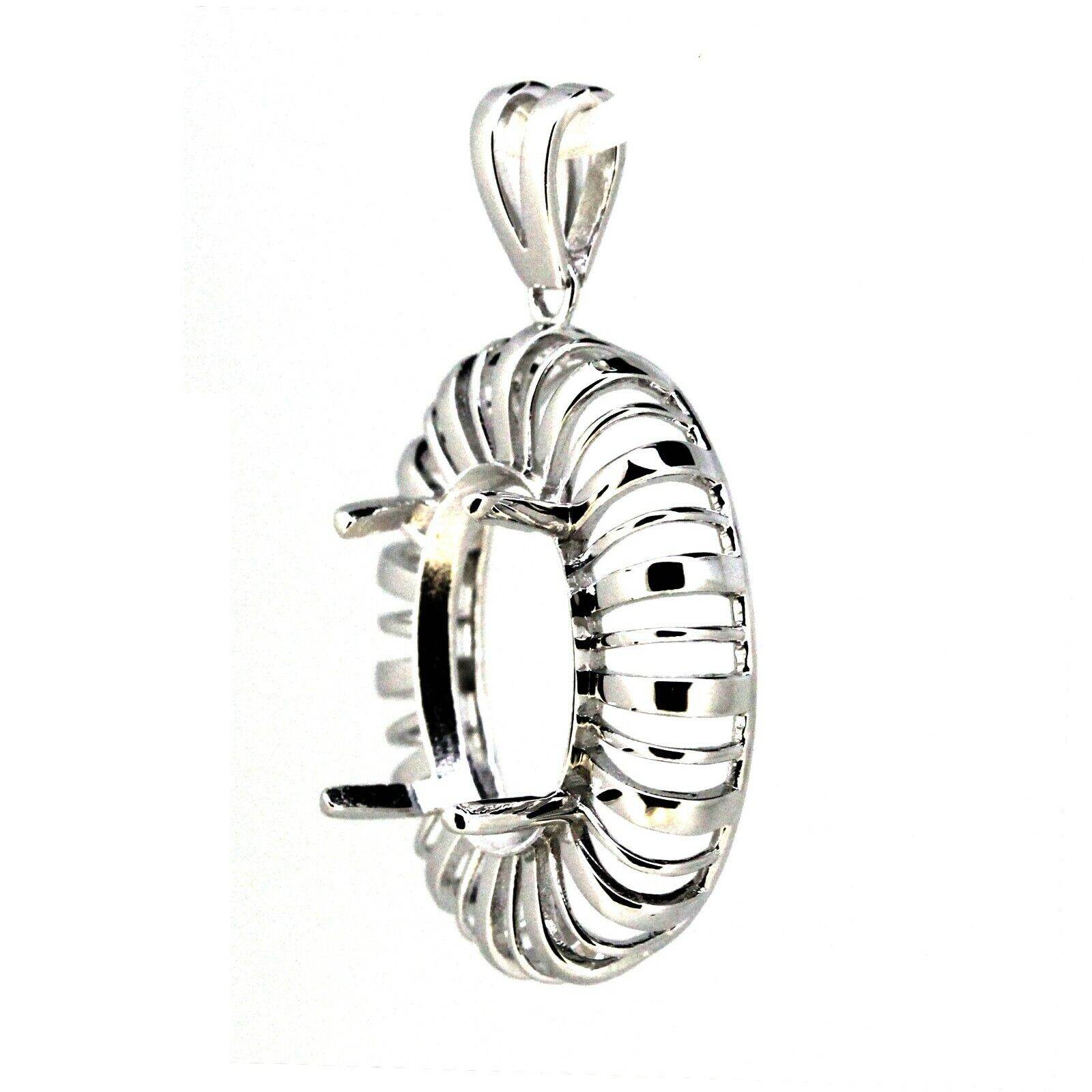 18K Gold Semi Mount Pendant Setting Oval OV 12x9mm Syzjewelry