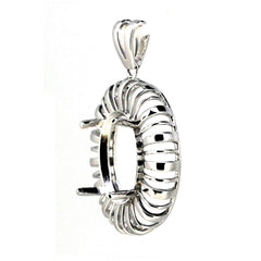 18K Gold Semi Mount Pendant Setting Oval OV 12x9mm Syzjewelry