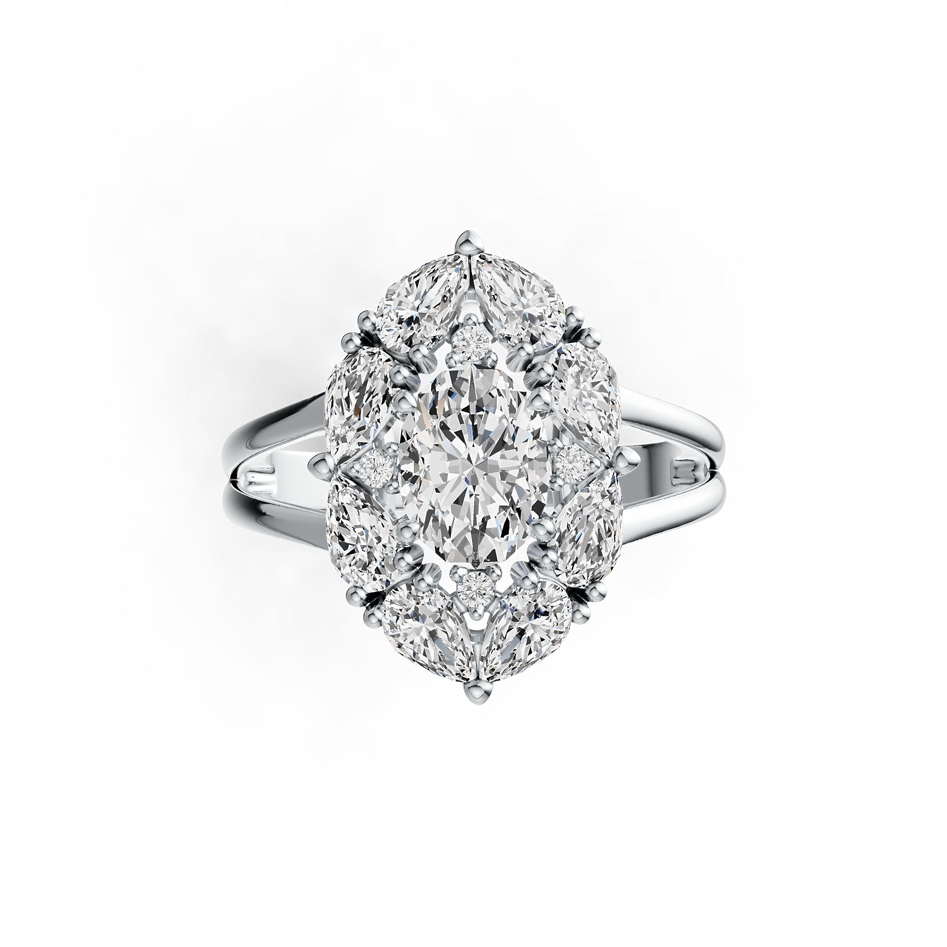 14K Gold Semi Mount Ring Setting Oval OV 8X6mm with Diamond Accent DHJ