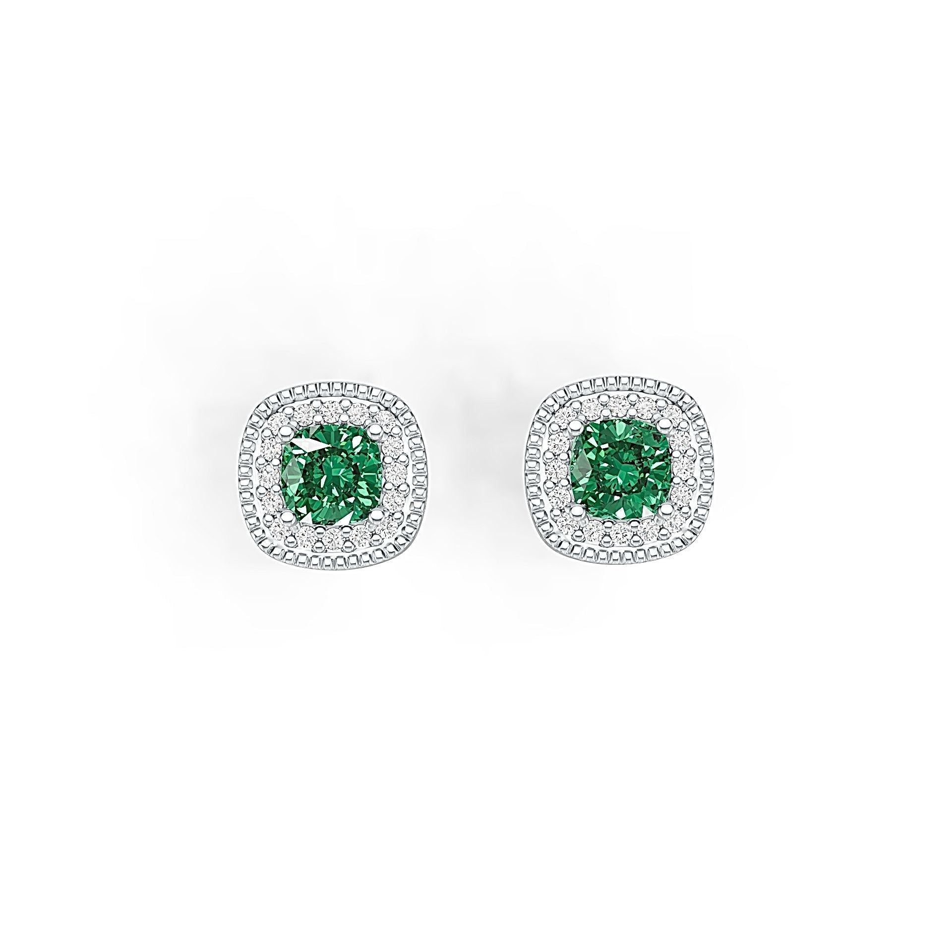 18K Gold Semi Mount Earrings Setting Cushion CU 5X5mm with White Topaz Diamond Accent DHJ