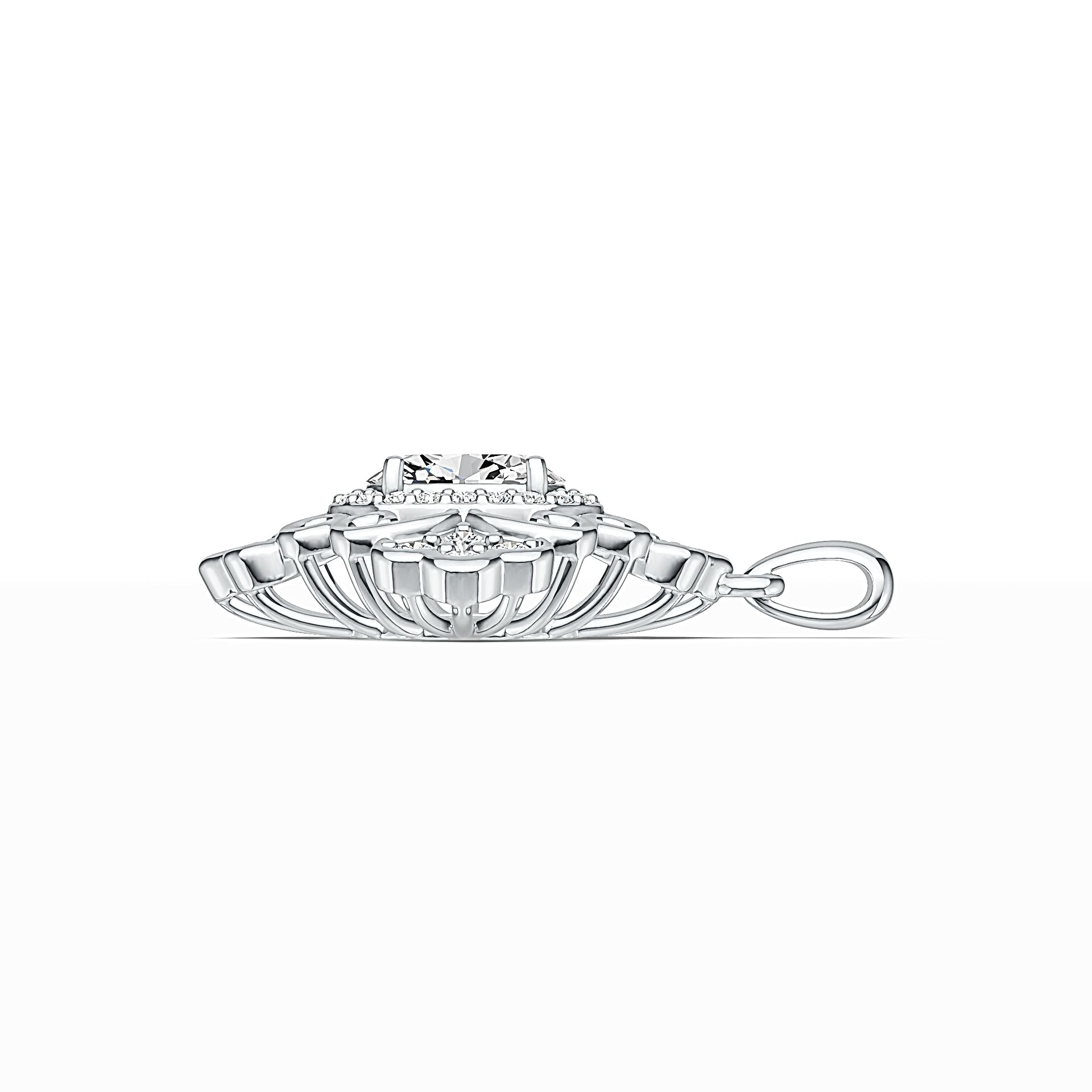 Sterling Silver Semi Mount Pendant Setting Oval OV 8X6mm with White Topaz Vintage-Inspired DHJ