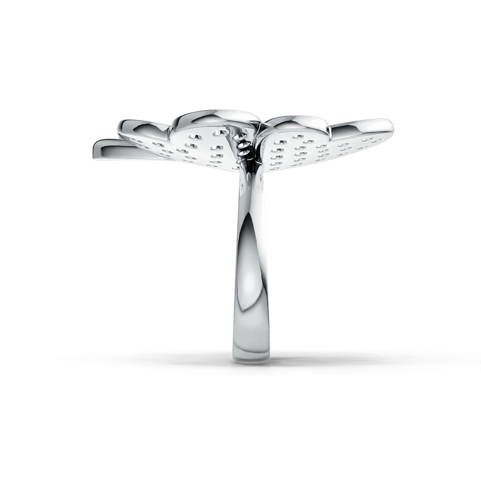 Sterling Silver Ring with White Topaz or Moissanite Clover Theme Syzjewelry