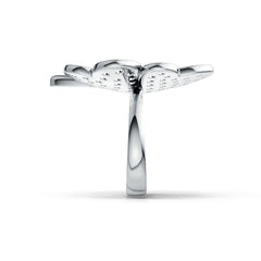 Sterling Silver Ring with White Topaz or Moissanite Clover Theme Syzjewelry