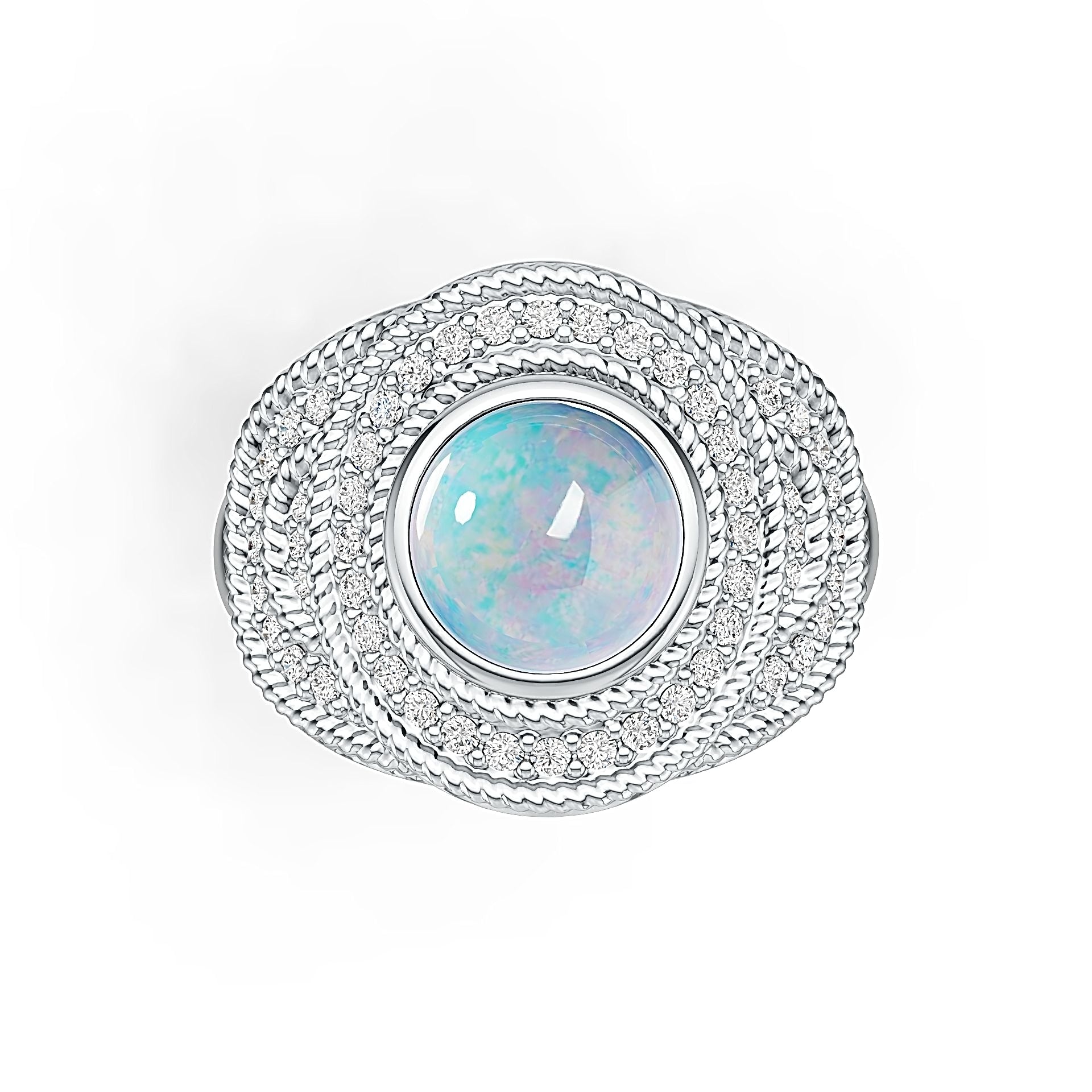 Platinum Semi Mount Ring Setting Round RD 8x8mm Cabochon Diamond Accent DHJ
