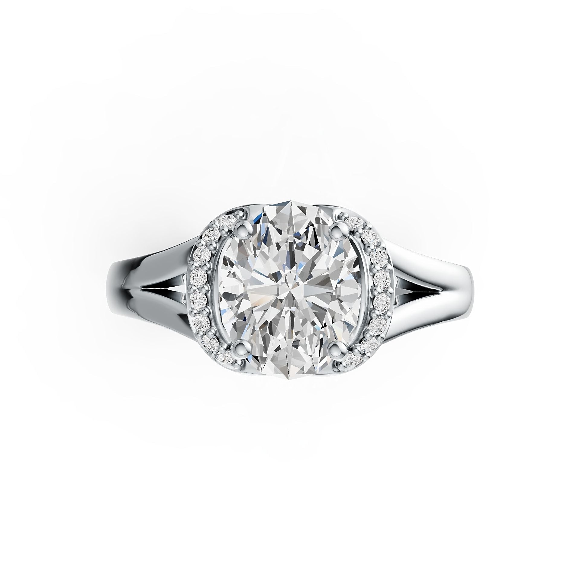 14K Gold Semi Mount Ring Setting Oval OV 10X8mm Diamond Accent DHJ