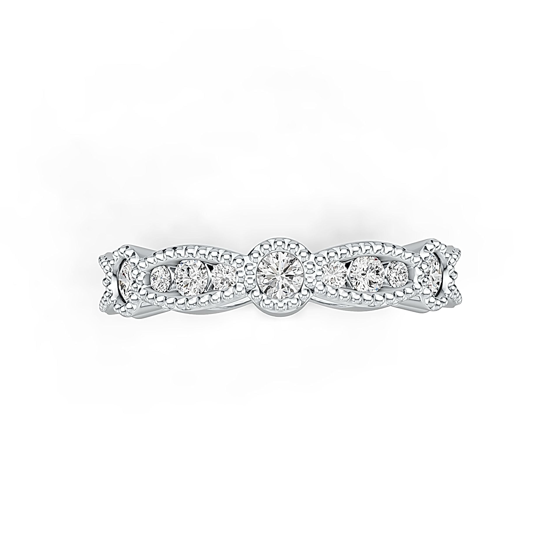 18K Gold Semi Mount Ring Setting Round RD 3x3mm Diamond Accent DHJ