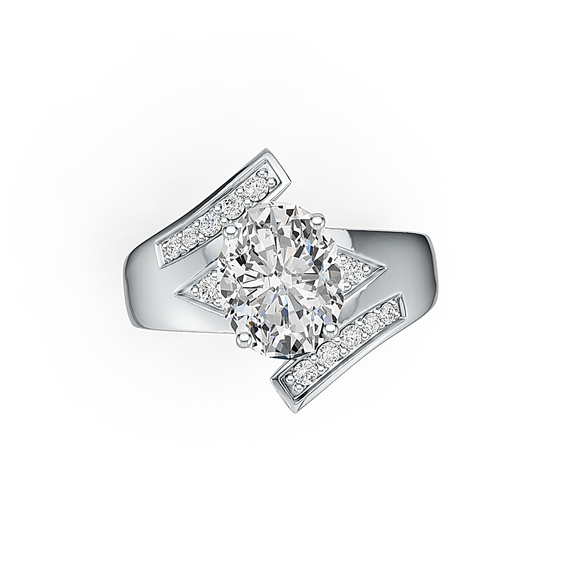 Platinum Semi Mount Ring Setting Oval OV 10x8mm Bypass Diamond Accent Syzjewelry