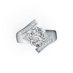Platinum Semi Mount Ring Setting Oval OV 10x8mm Bypass Diamond Accent Syzjewelry
