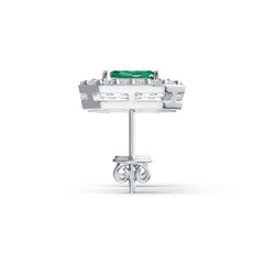 Sterling Silver Semi Mount Earrings Setting Emerald OCT 6X4mm Halo DHJ