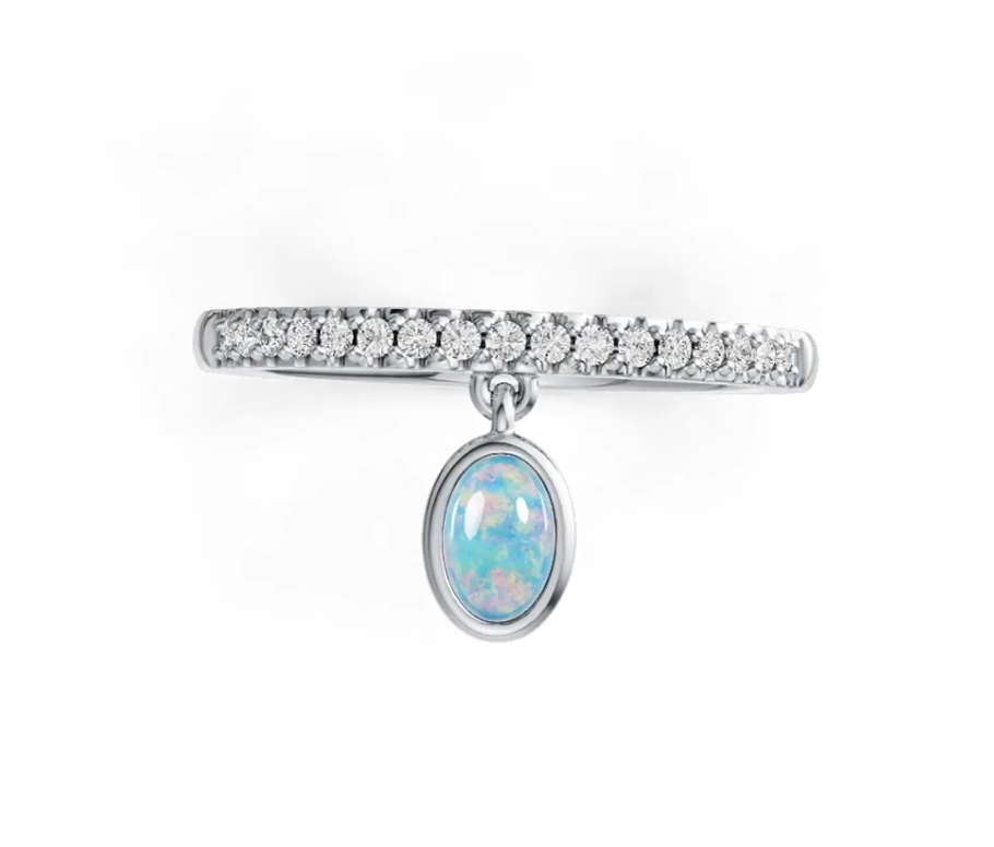 Platinum Semi Mount Ring Setting Oval OV 6X4mm Full Bezel Cabochon Diamond Accent DHJ