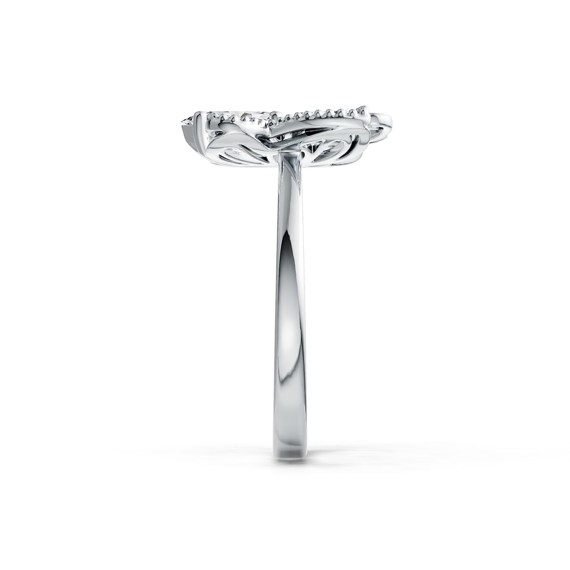 Sterling Silver Semi Mount Ring Setting Marquise MQ 8X4mm RD 4X4mm DHJ