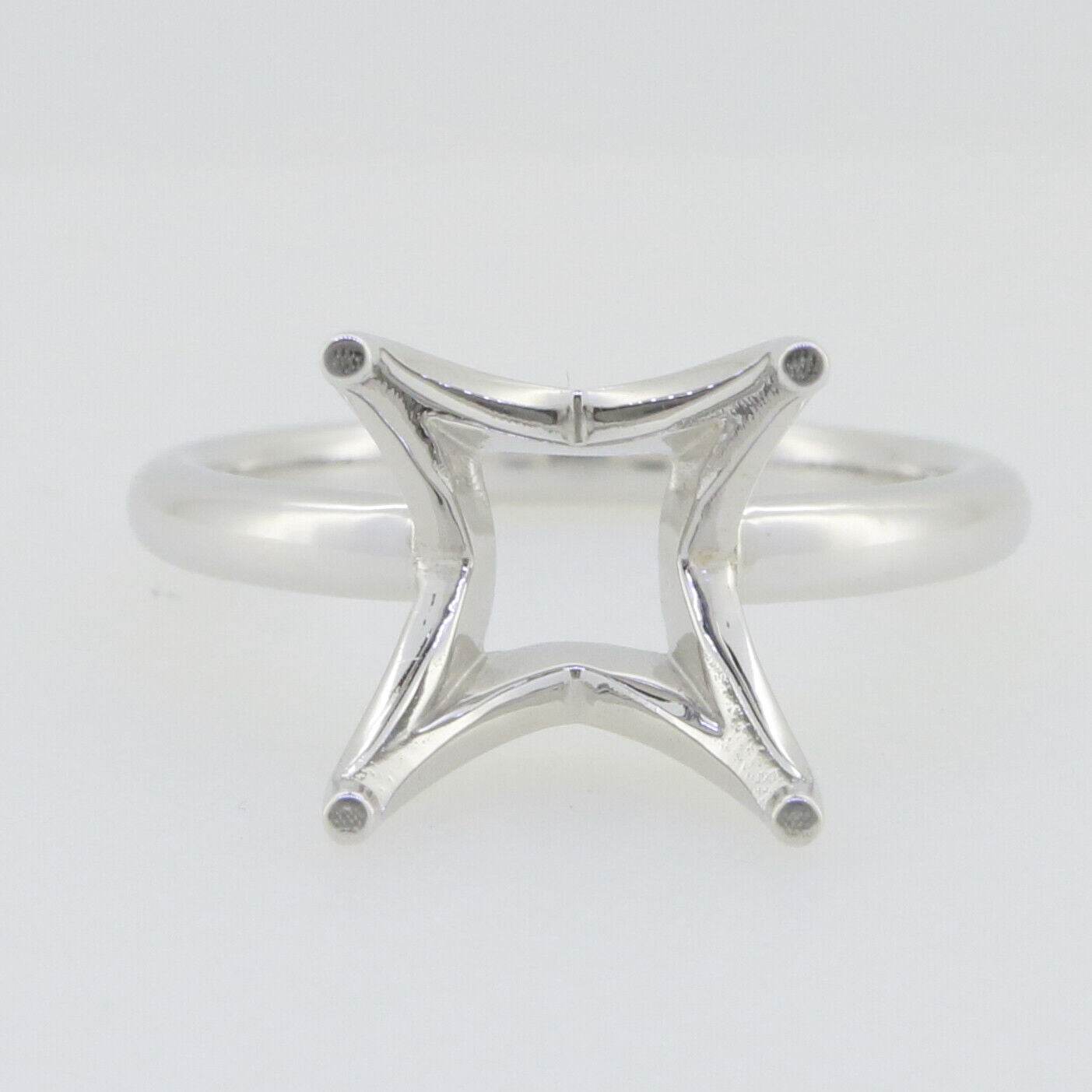 Platinum Semi Mount Ring Setting Princess SQ 9x9mm Round Shank Syzjewelry