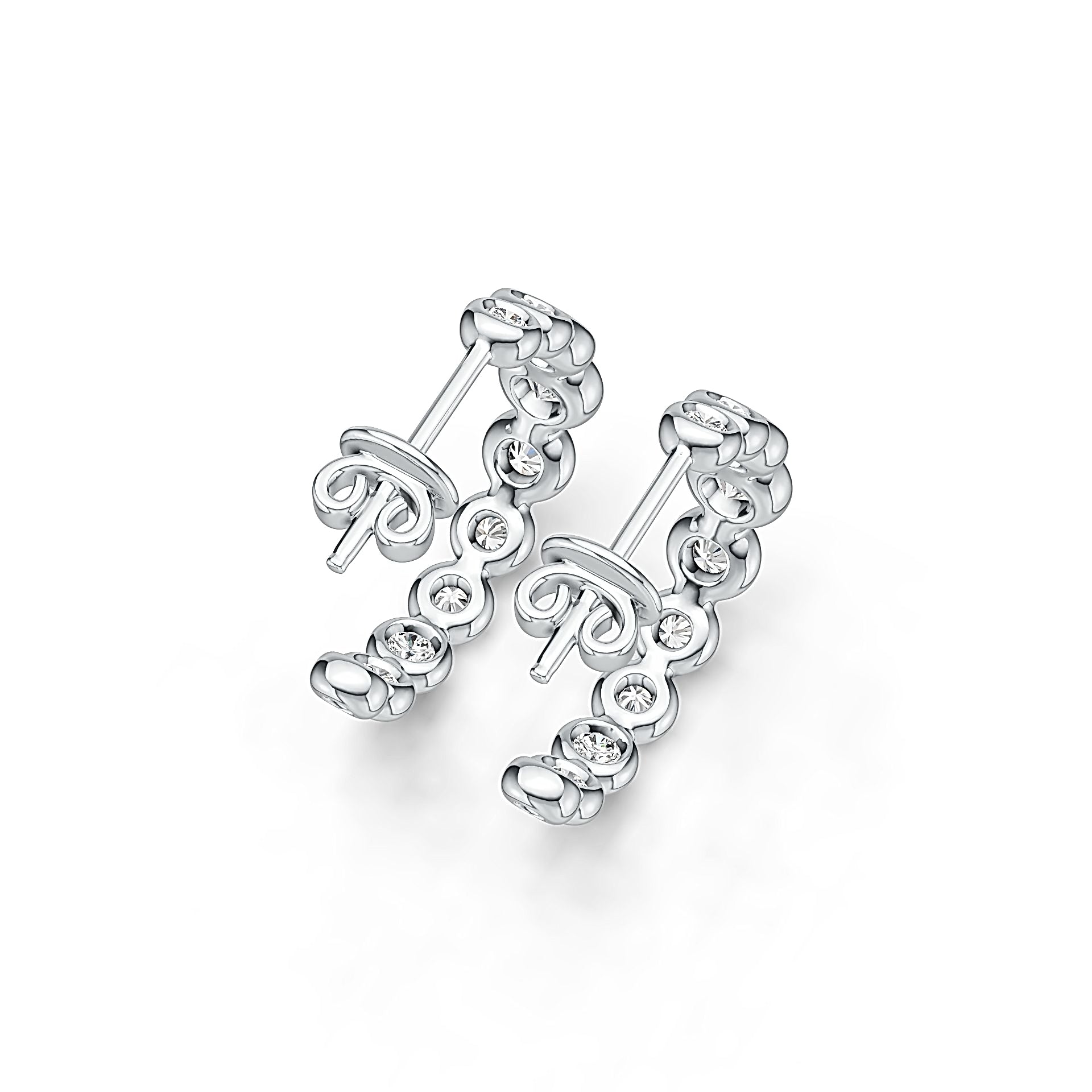 10K Gold Bezel Hoop Earrings with White Topaz or Moissanite Moissanite Accent DHJ