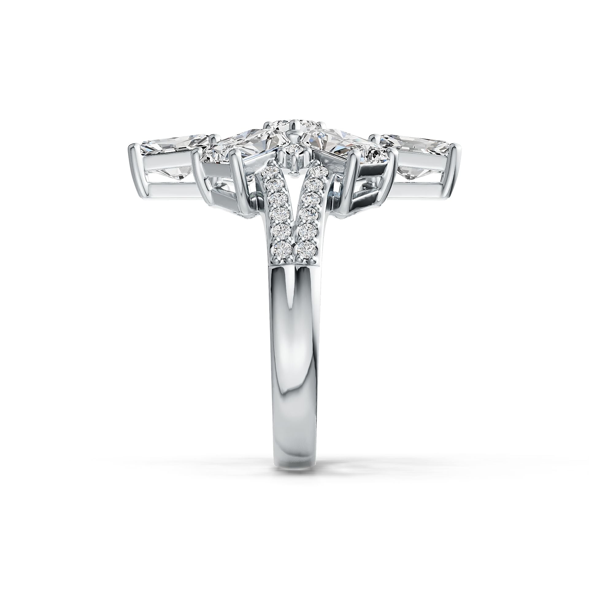 Sterling Silver Semi Mount Ring Setting Emerald OCT 6X4mm SQ 3X3mm DHJ