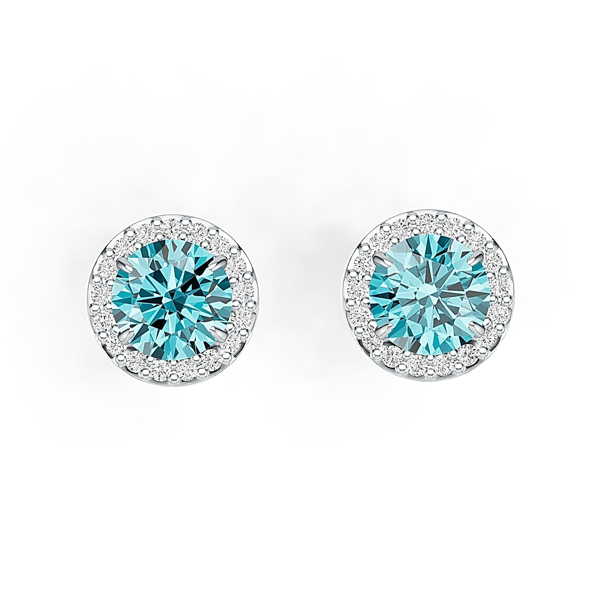 Platinum Semi Mount Earrings Setting Round RD 6x6m Halo Diamond Accent DHJ