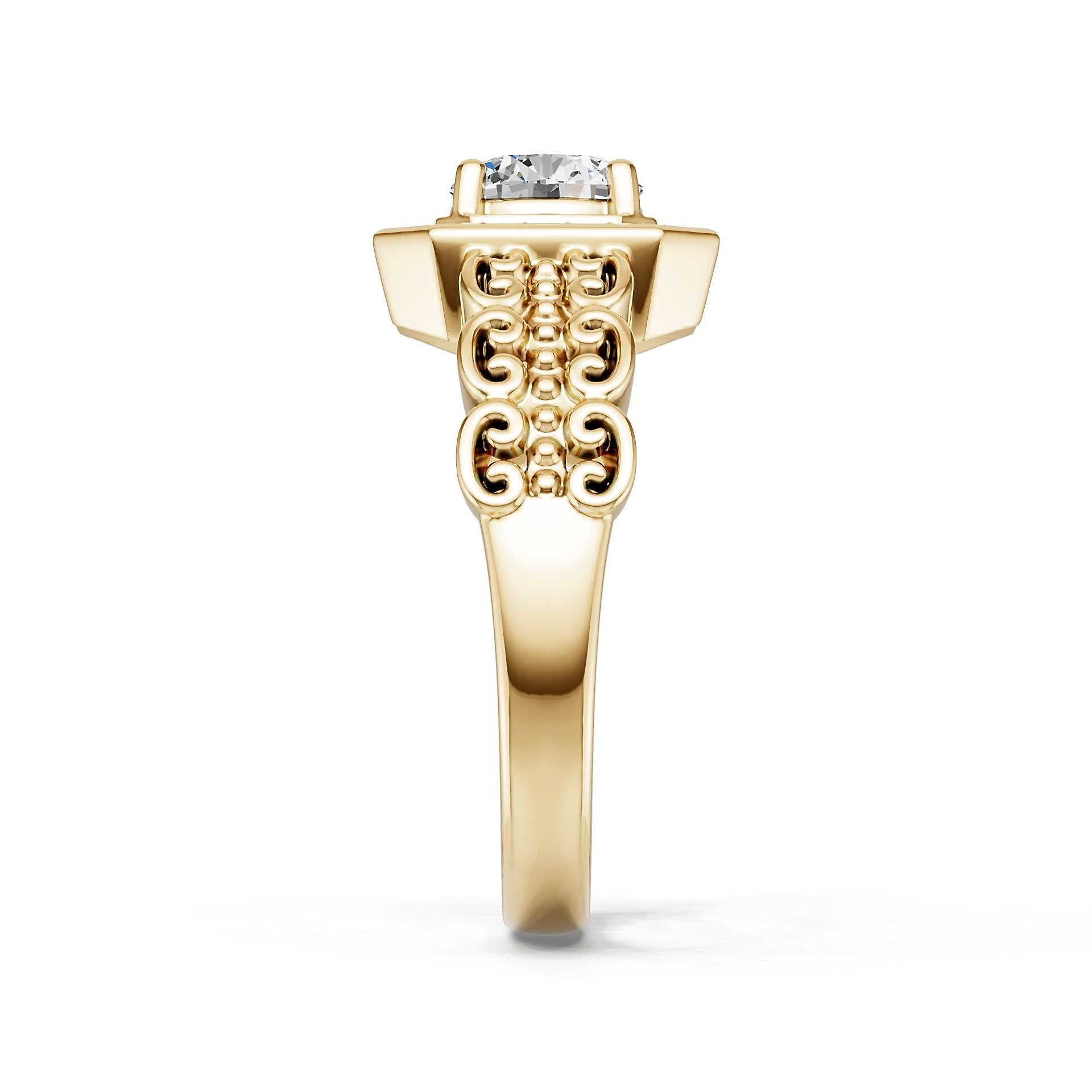 14K Gold Semi Mount Ring Setting Round Ro 6x6mm Diamond Accent Syz Jewelry