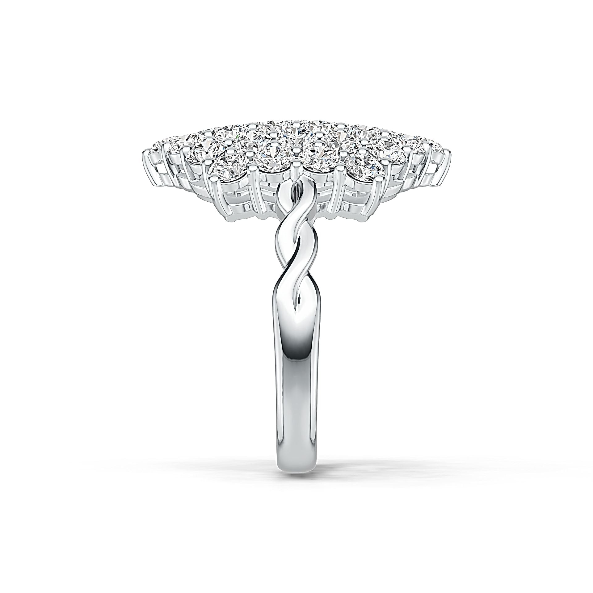 Sterling Silver Cluster Statement Ring with White Topaz or Moissanite DHJ