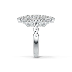 Sterling Silver Cluster Statement Ring with White Topaz or Moissanite DHJ