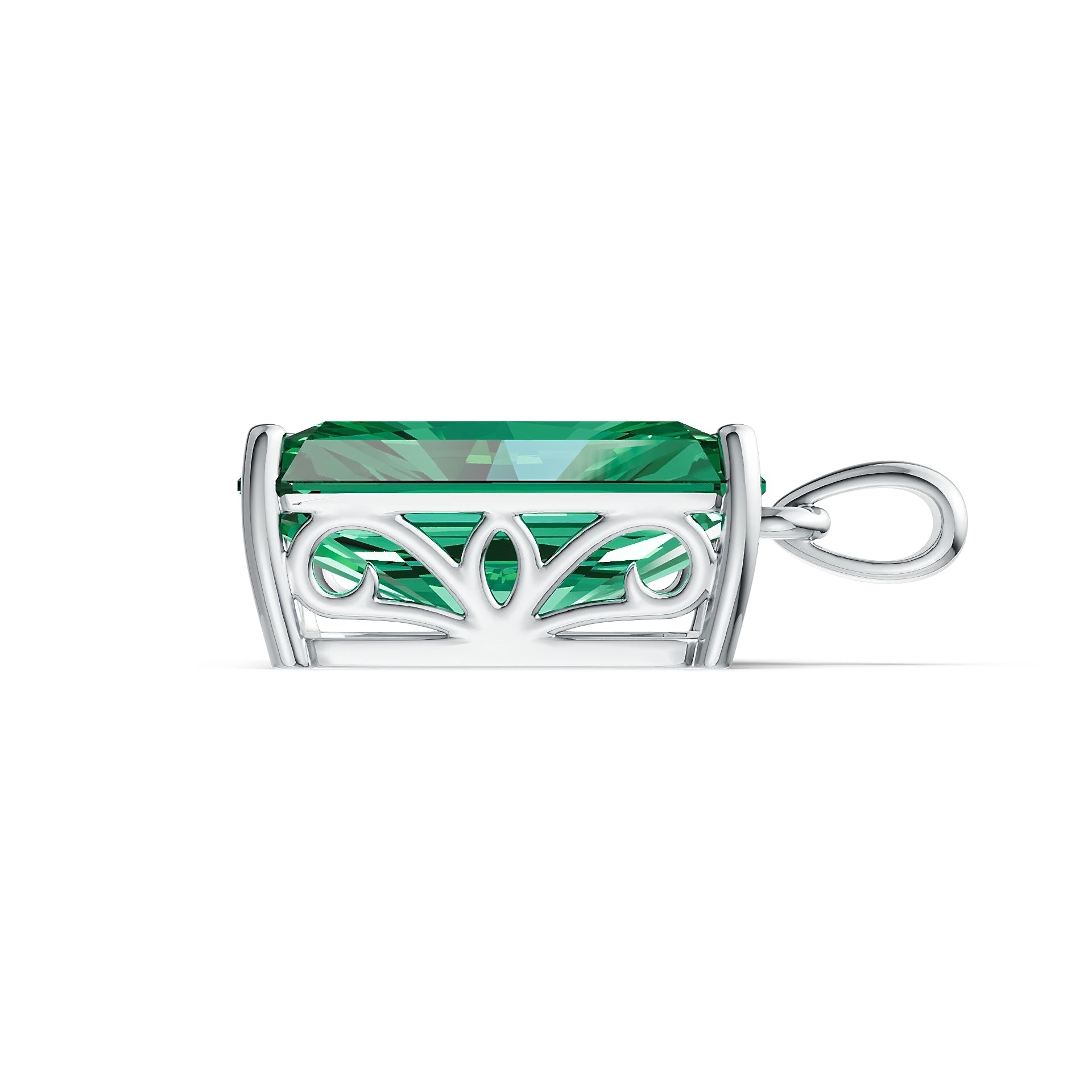 Sterling Silver Semi Mount Pendant Setting Emerald OCT 16X12mm DHJ