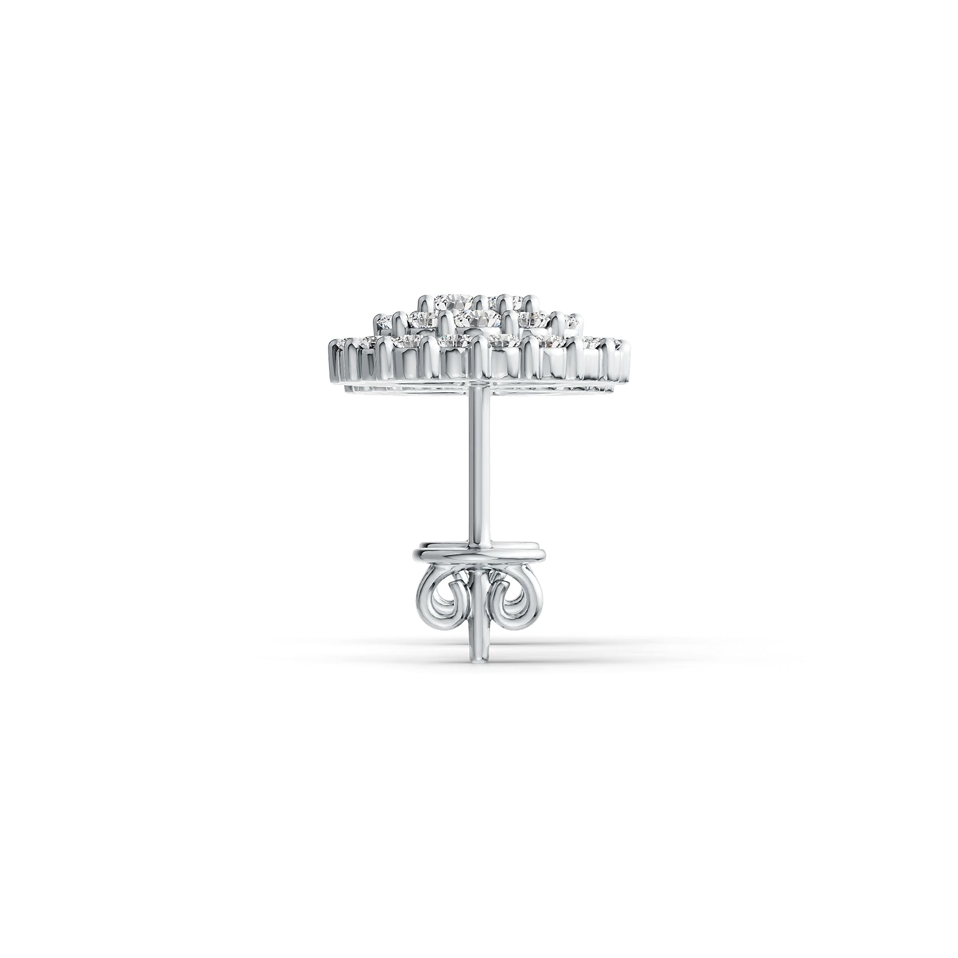 18K Gold Earrings Cluster Round Shaped Stud with White Topaz or Moissanite Diamond Accent DHJ