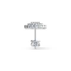 18K Gold Earrings Cluster Round Shaped Stud with White Topaz or Moissanite Diamond Accent DHJ