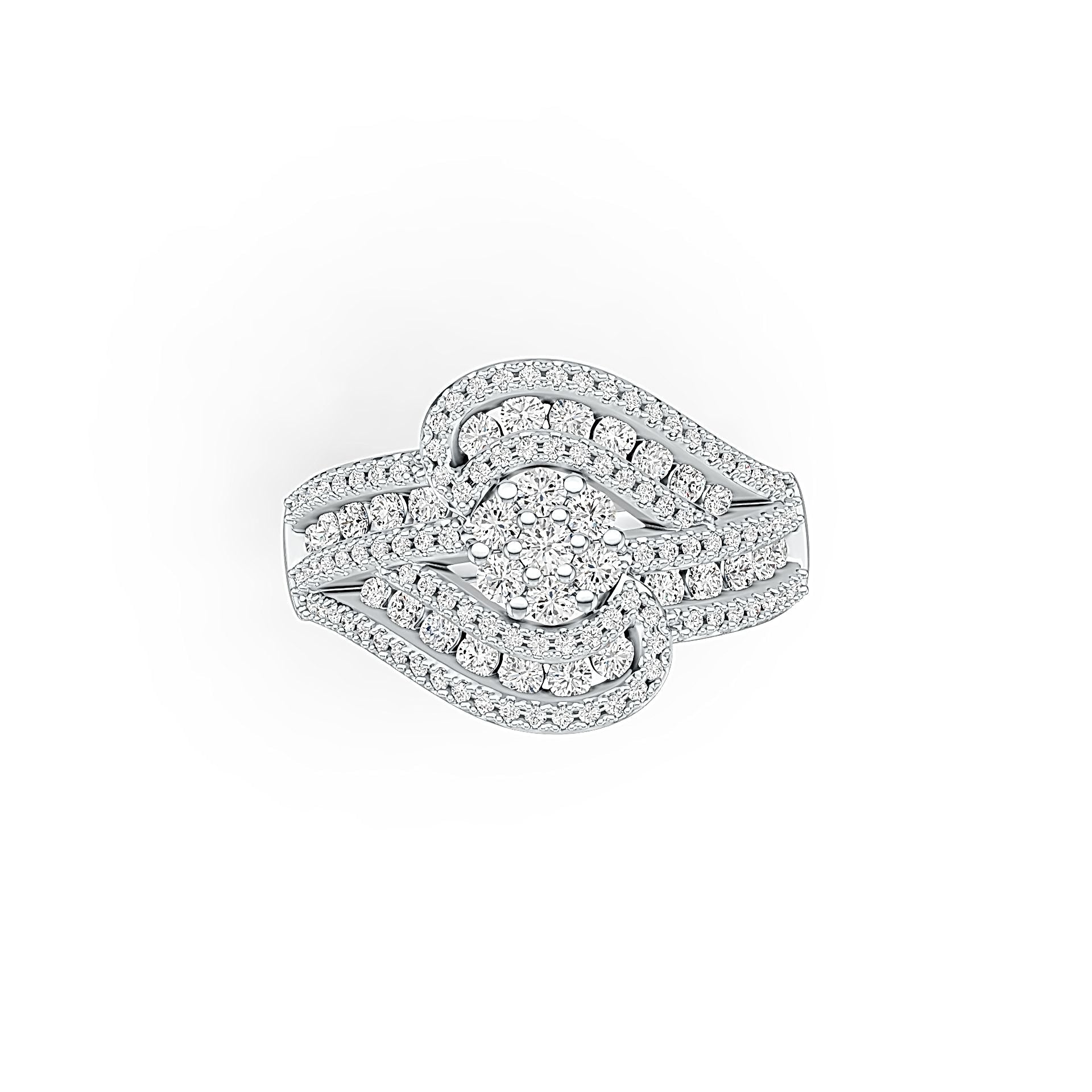 10K Gold Ring Multi-Row with or Moissanite Moissanite Accent DHJ