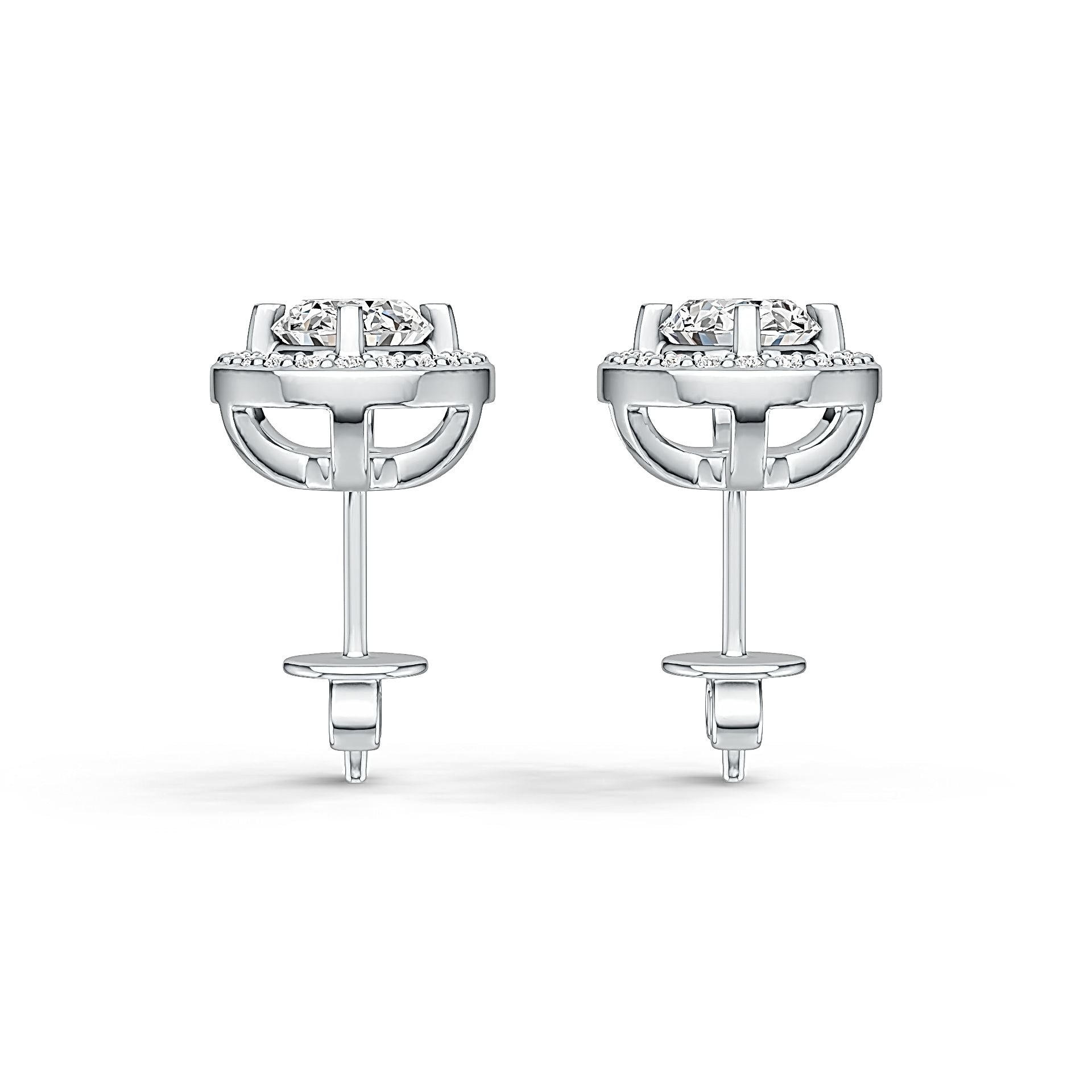 Sterling Silver Semi Mount Earrings Setting Oval OV 7X5mm Stud Halo - Syzjewelry