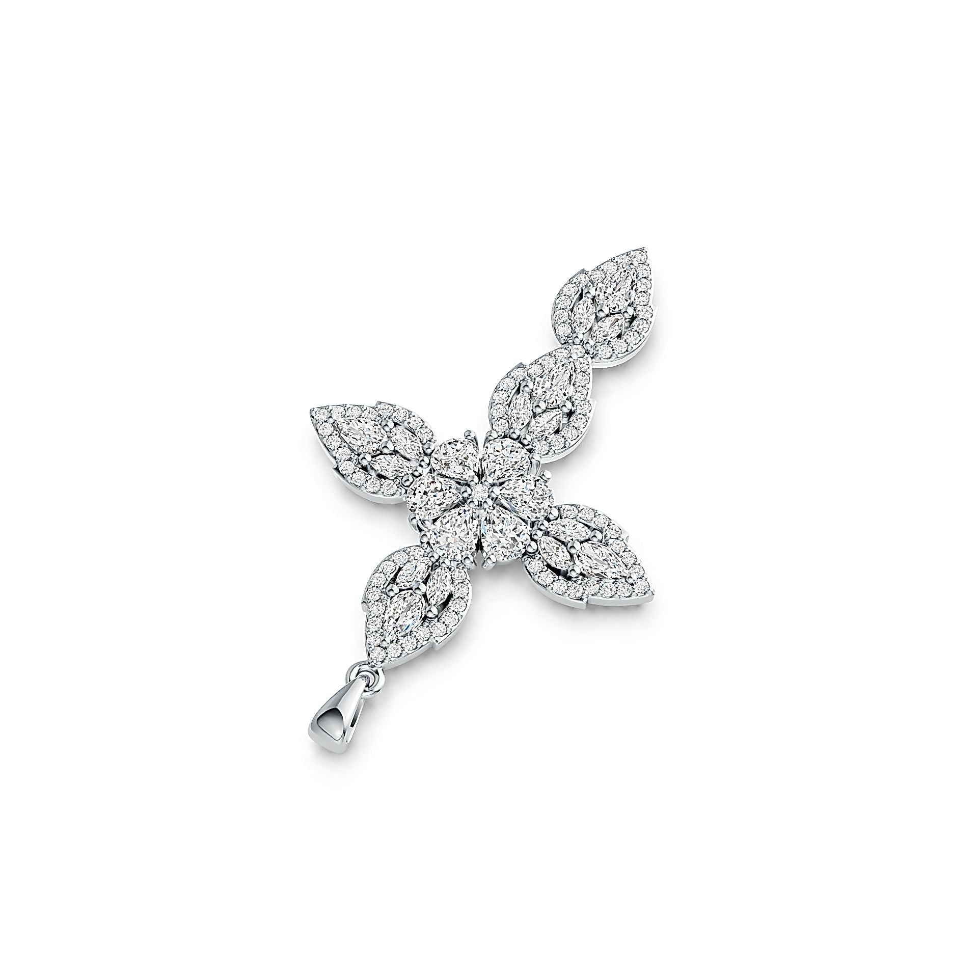 14K Gold Semi Mount Pendant Setting Pear PE 5X4mm PE 5X3mm MQ 4X2mm Diamond Accent DHJ