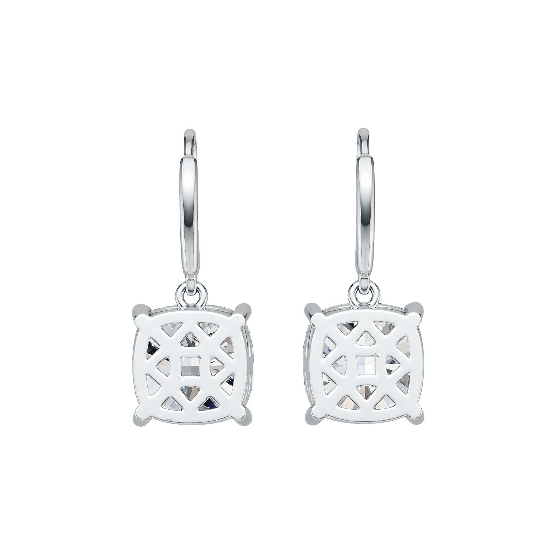 Platinum Semi Mount Earrings Setting Cushion CU 10X10mm DHJ